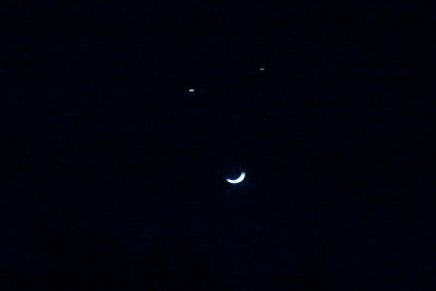 Pictures of Moon, Venus and Jupiter Conjunction