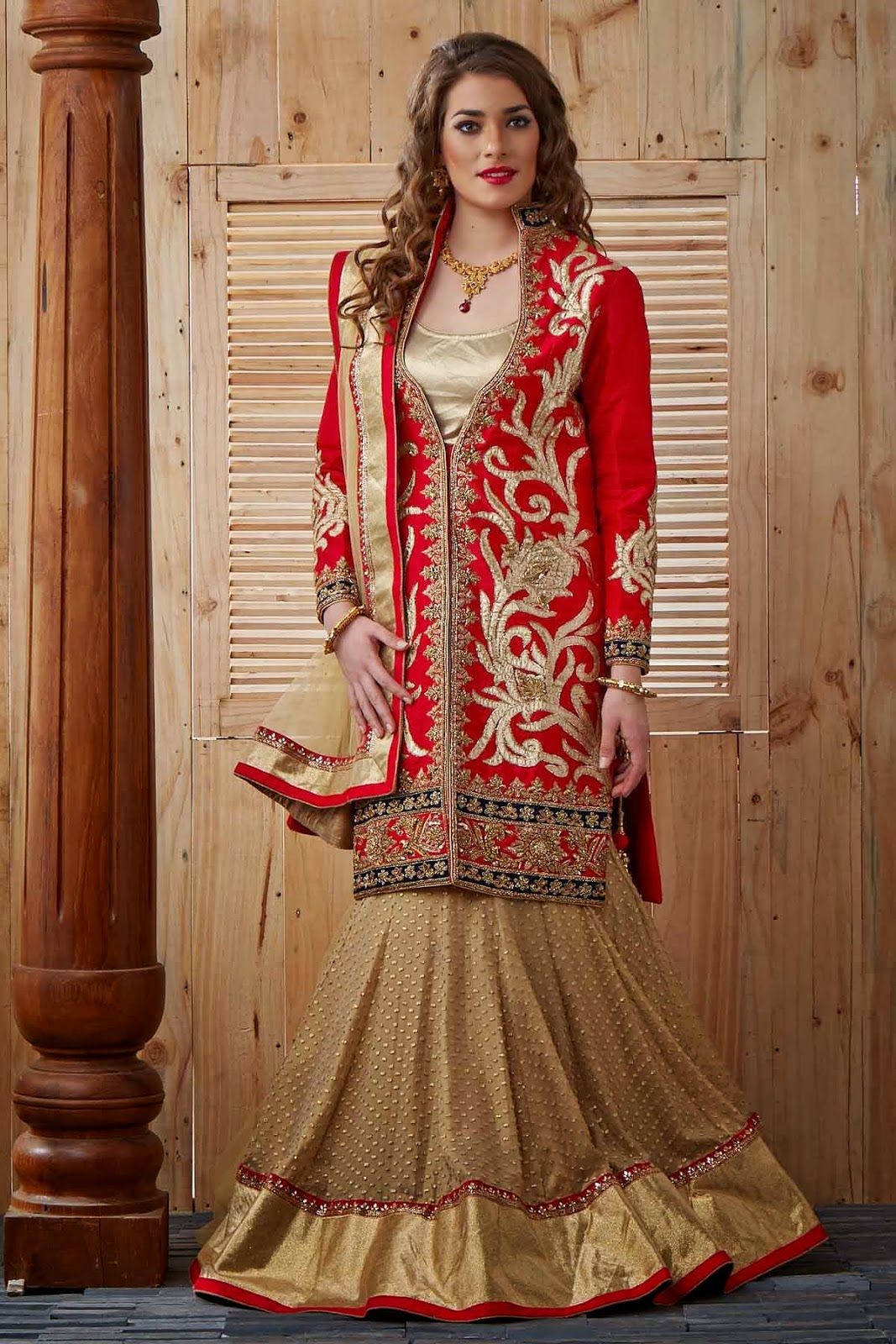 Multi-Colour Velvet Lehenga with Resham Embroidery