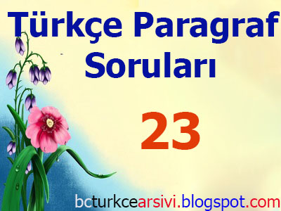 Soruid=23 | Türkçe Paragraf Soruları-23 | Türkçe Paragrafta Konu Soruları