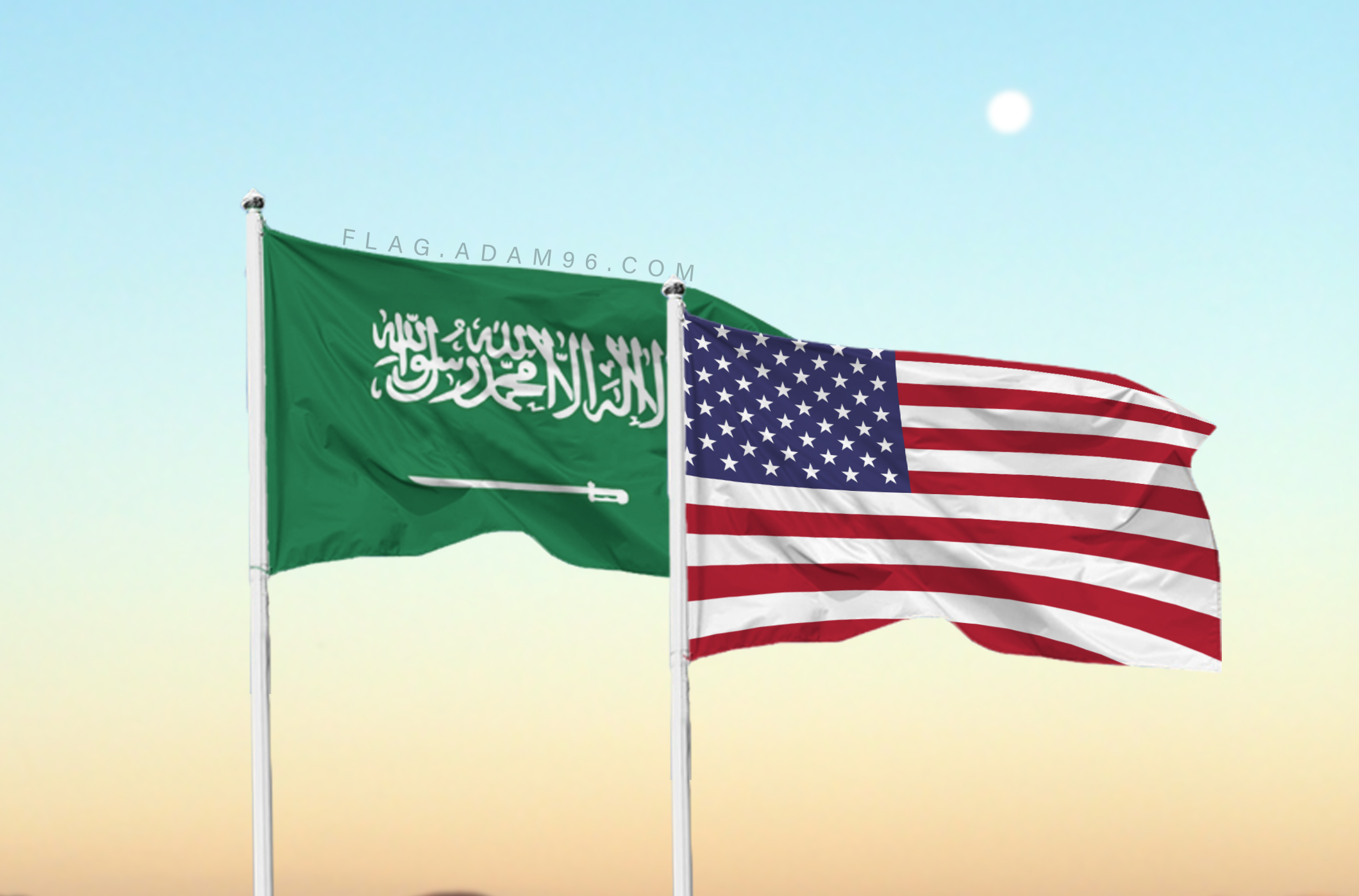 تحميل علم السعودية وامريكا خلفية اعلام العالم بدقة عالية Saudi Arabia and America