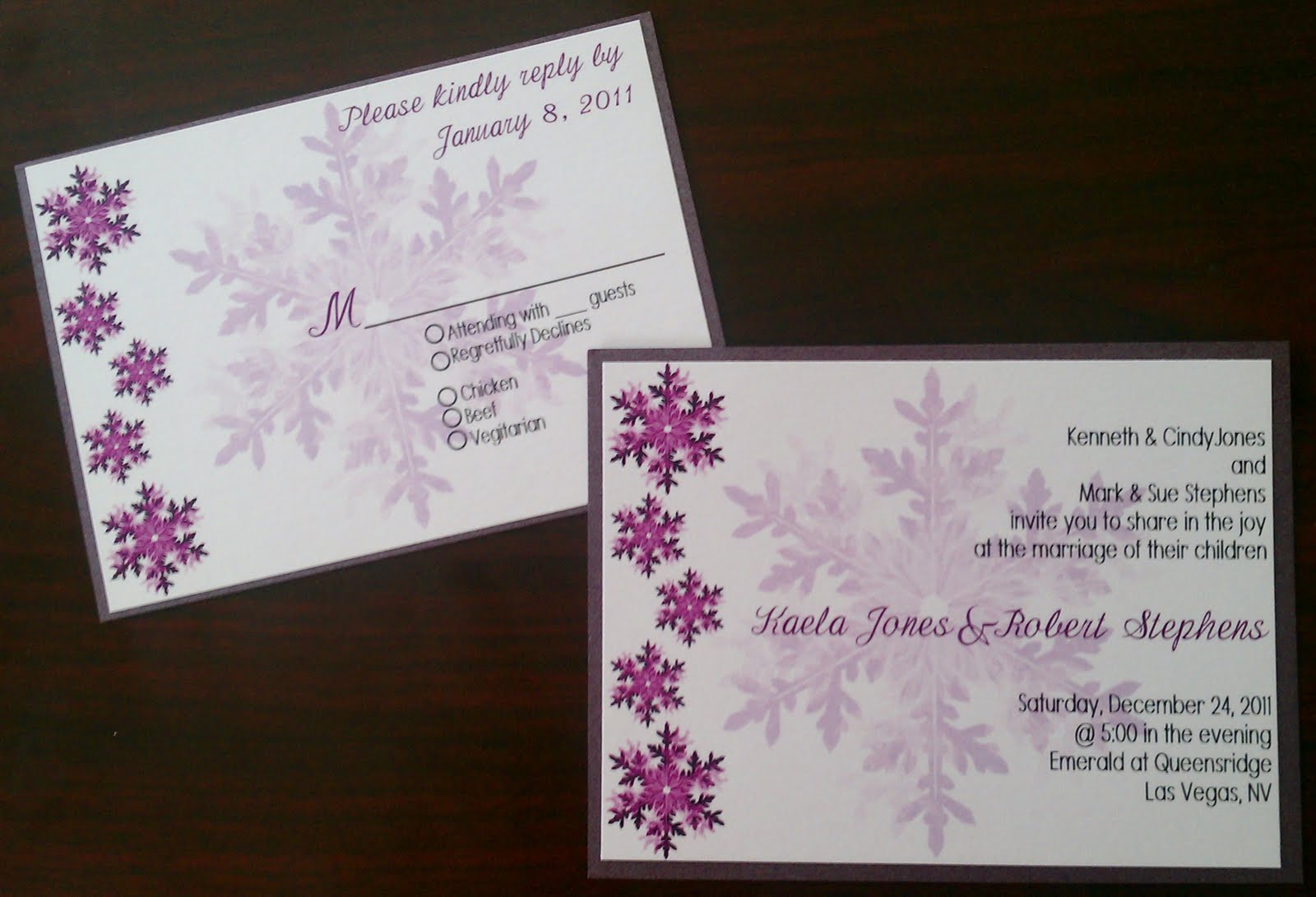 winter theme wedding invitation