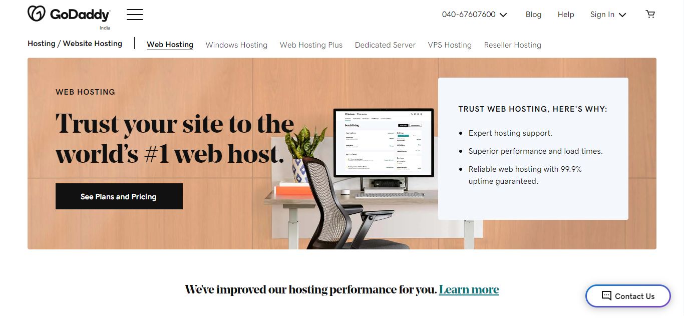 GoDaddy Hosting - Best for extra features Hosting