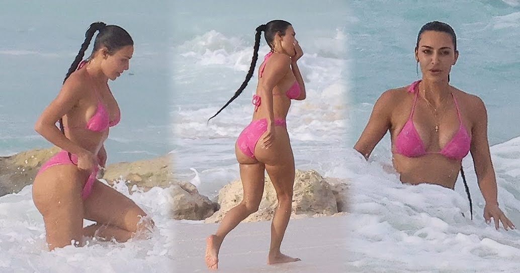 Kim Kardashian trades her Skims for a $7K vintage pink Chanel bikini in  Turks and Caicos