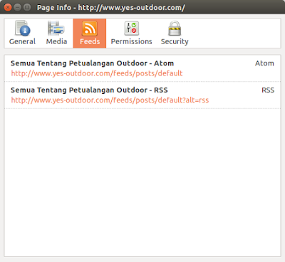 Menggunakan page info untuk mengetahuo alamat feed web / blog