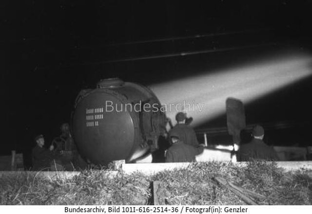 German searchlight in France, May 1942 worldwartwo.filminspector.com