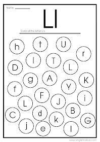 Find letter l worksheet -- printable ESL materials to teach English alphabet