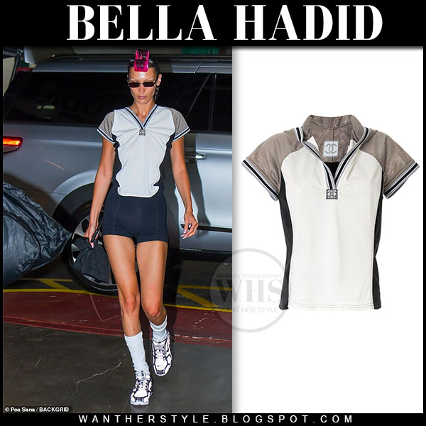 Bella Hadid Wore an Off the Shoulder Sweatshirt in NYC