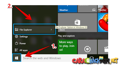 Klik pada tombol Start Windows 10