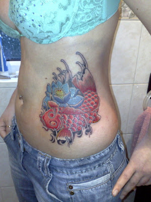 Japanese Koi Fish Tattoo Style on Side Girl