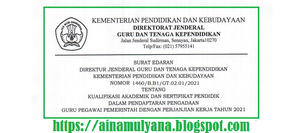 Edaran tentang Daftar Liniearitas Kualifikasi Akademik dan Sertifikat Pendidik Dalam Pendaftaran Guru PPPK Tahun 2021