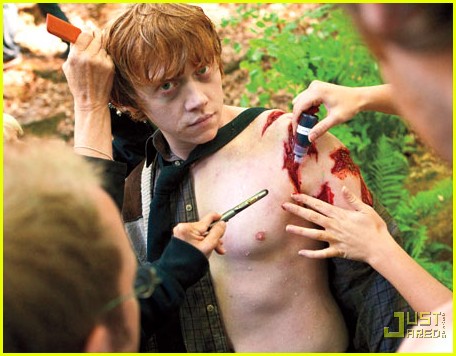 Rupert Grint Shirtless and Bloody in'Deathly Hallows' justjaredcom 