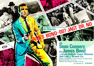 JAMES BOND 007 JAGT DR. NO. Cartelera; 120 x 85 cms. Alemania. Diseño: Atelier Degen. AGENTE 007 CONTRA EL DOCTOR NO. Doctor No. 1962. Reino Unido. Dirección: Terence Young. Reparto: Sean Connery, Ursula Andress, Jack Lord, Joseph Wiseman, Anthony Dawson, Zena Marshall, John Kitzmiller, Bernard Lee, Eunice Gayson, Lois Maxwell, Peter Burton.