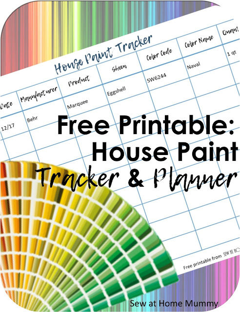 Paint Tracker by Sew at Home Mummy: Keep track of all the paint colors in your home in one location with this easy to download free printable House Paint Planner.