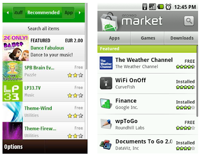 Android Marketplace on The Ovi Store On The Left And The Android Marketplace On The Right