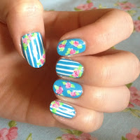 Cath Kidston Nails nail art manicure floral flowers pretty cute pastels