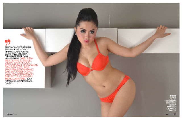Malenna Lingerie Oranye Seksi di Majalah Gress Agustus 2015