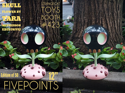 Five Points Festival 2018 Exclusive Black Skull Flower Designer Art Figure by Tara McPherson x ToyQube x Strange Cat Toys