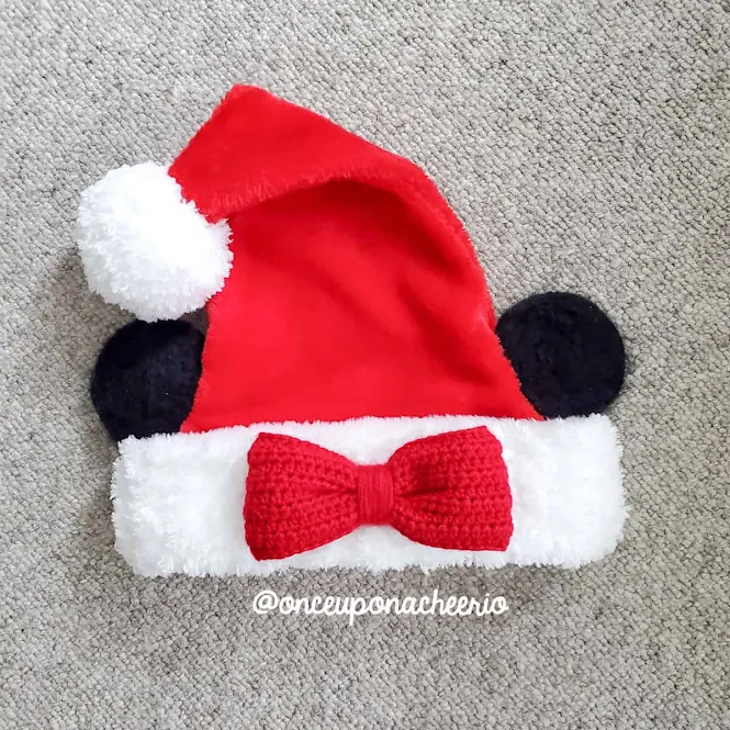 Minnie Mouse Ears Crochet Santa Hat for Christmas