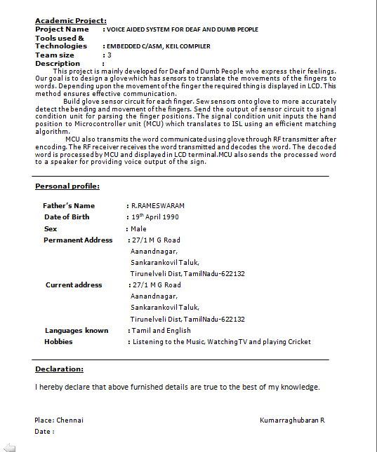 Download Freshers Perfect Resume Format