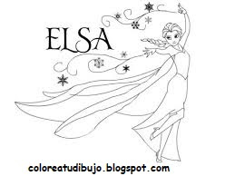 Elsa de FROZEN CON VESTIDO LARGO para colorear