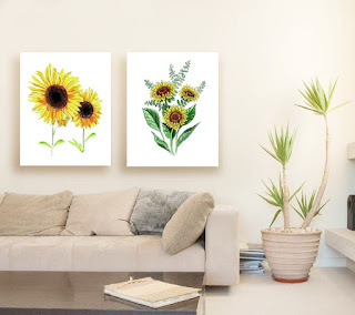 Sunflowers Watercolor Painting on White artist Irina Sztukowski 