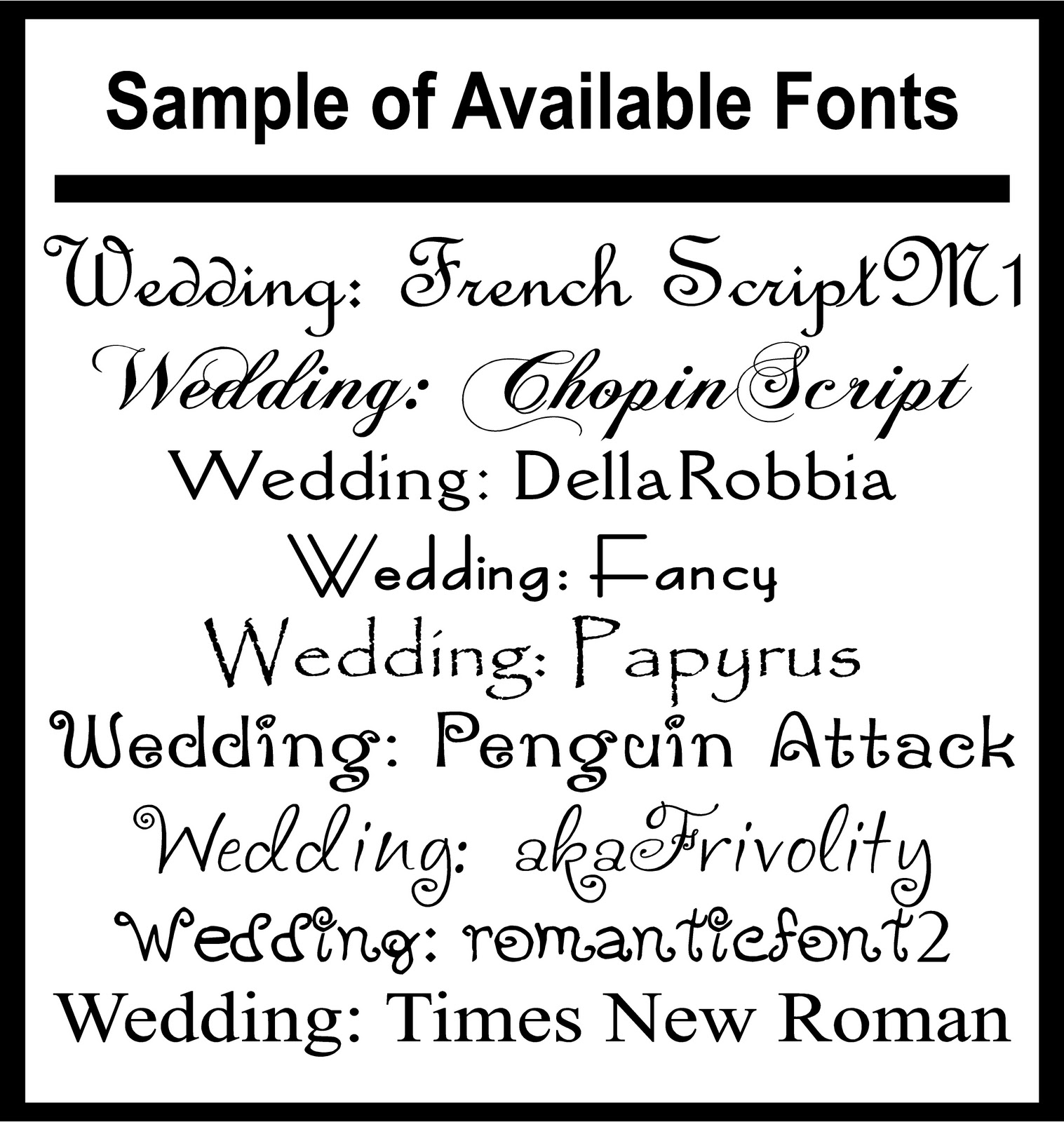 Here are some of the fonts we