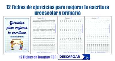 12 Fichas de ejercicios para mejorar la escritura preescolar y primaria