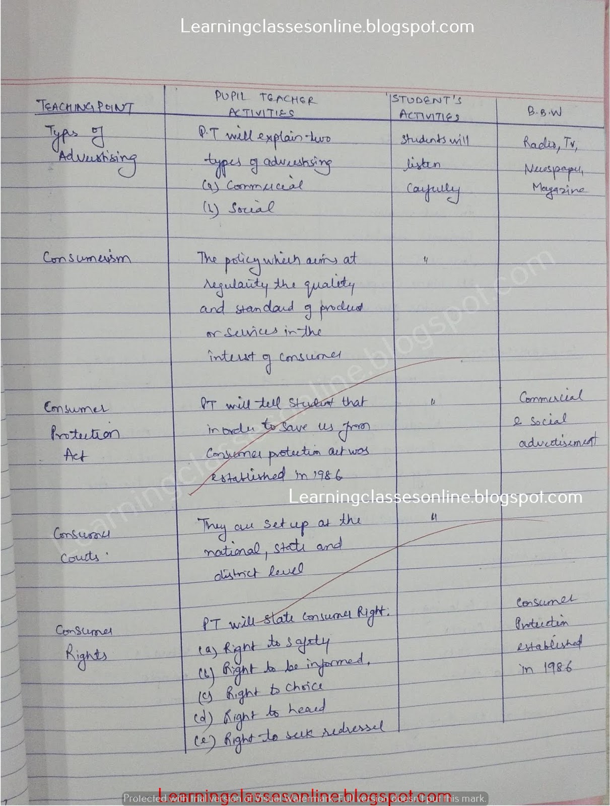 B.Ed Social Science Lesson Plan In English 