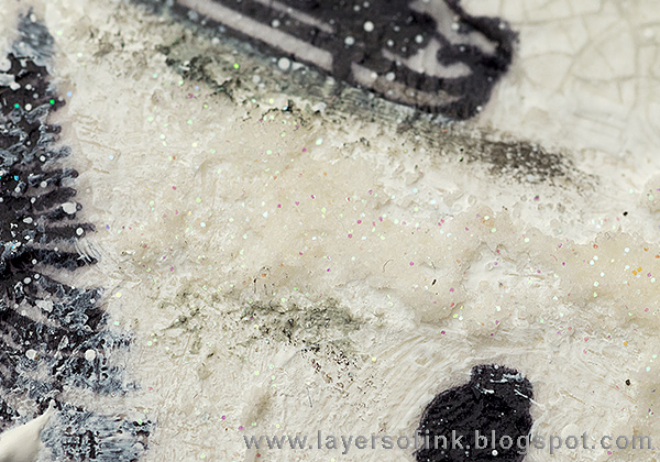 Layers of ink - Sleigh ride mini canvas by Anna-Karin Evaldsson with Prima Snowflake Paste.