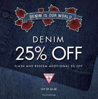 Guess Denim Offer 25% Plus 5% Off at Queenbay Mall (Valid till 3 September 2017)