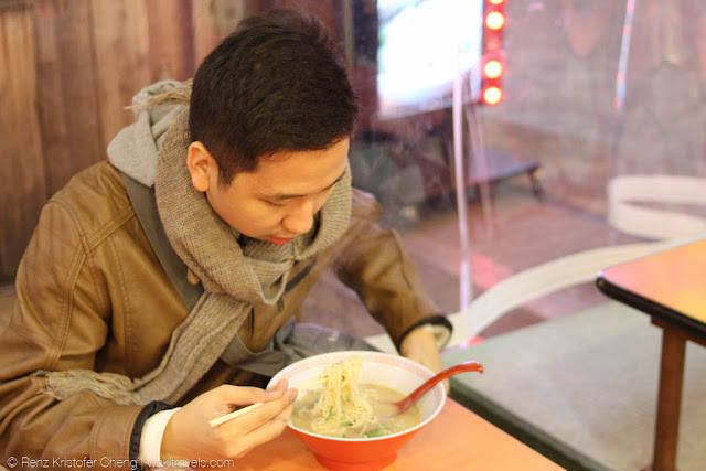 Renz Cheng in a ramen house in Dotonbori