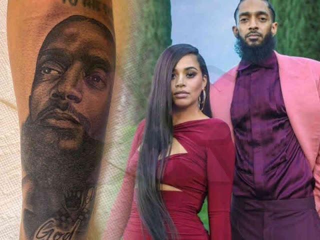 Lauren London Abadikan Wajah Kekasihnya, Nipsey Hussle di Tangannya