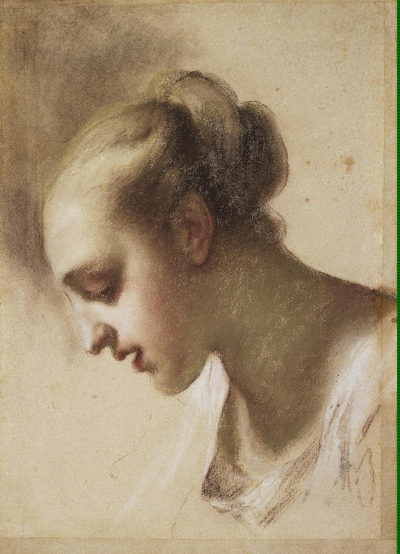 Portrait of a Young Woman. Study by Rosalba Carriera - Portrait Drawings from Hermitage Museum