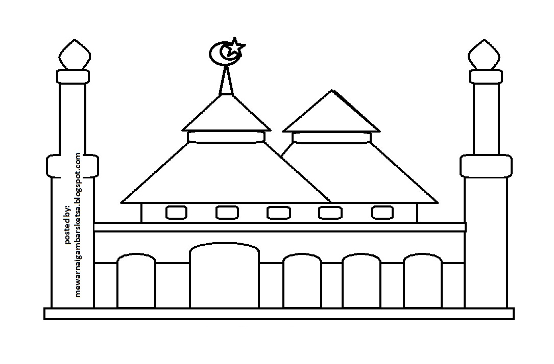 Mewarnai Gambar: Mewarnai Gambar Masjid Yuuk 