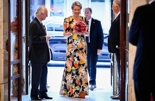 Dries Van Noten Spring Summer 2017 Collection. Queen Mathilde wore a floral print maxi dress by Dries Van Noten