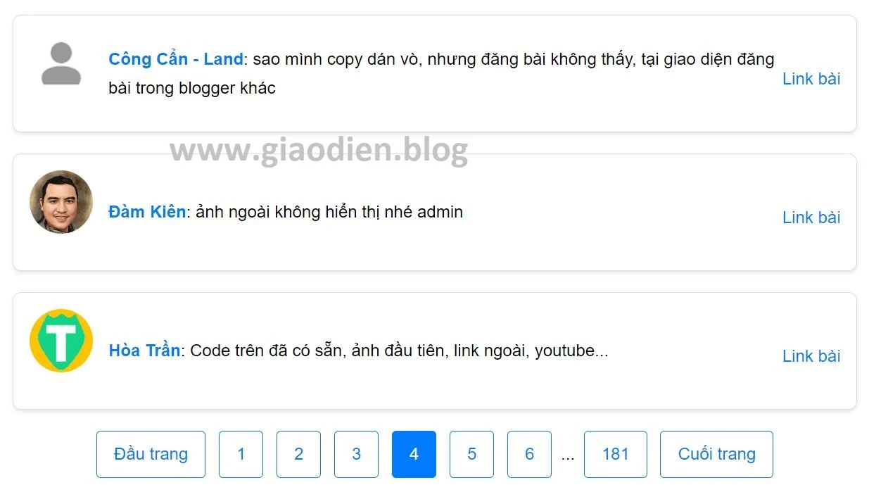 Share code load toàn bộ comment blogger [Phân trang]