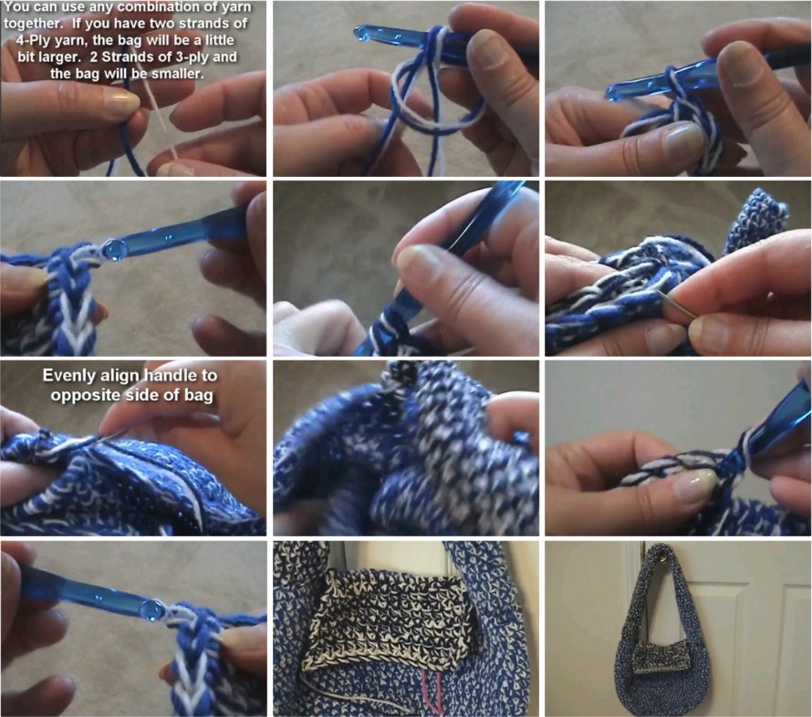 nilon benang dari tas membuat rajut membuat Bags unik aneka  rajut yang tas Panduan Crochet