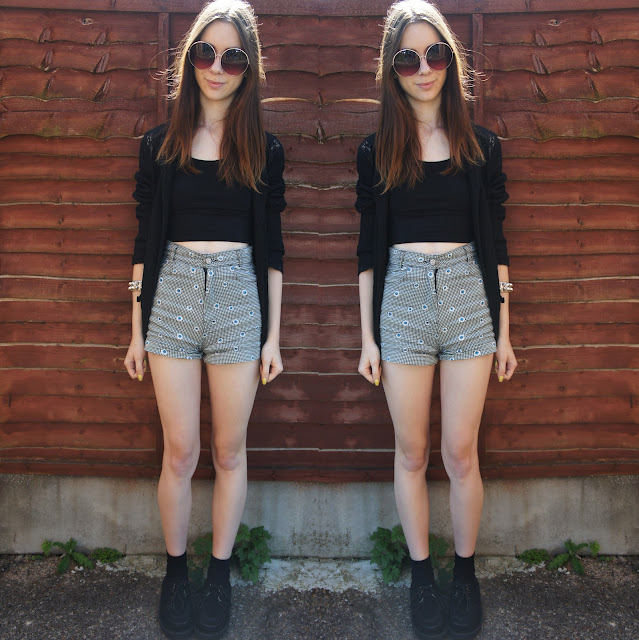 high waisted shorts with a crop top