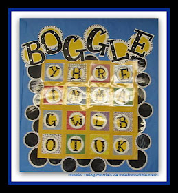 photo of: BOGGLE Bulletin Board in 2nd Grade Classroom (Rockin' Teaching Materials via RainbowsWithinReach) 