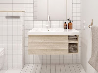 white bathroom floor tile