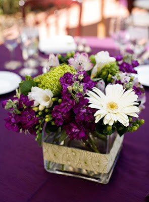 Green and Purple Wedding Centerpieces