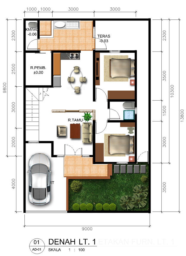 33 Denah  Rumah  Sederhana  2  Kamar  Tidur  Rumahku Unik