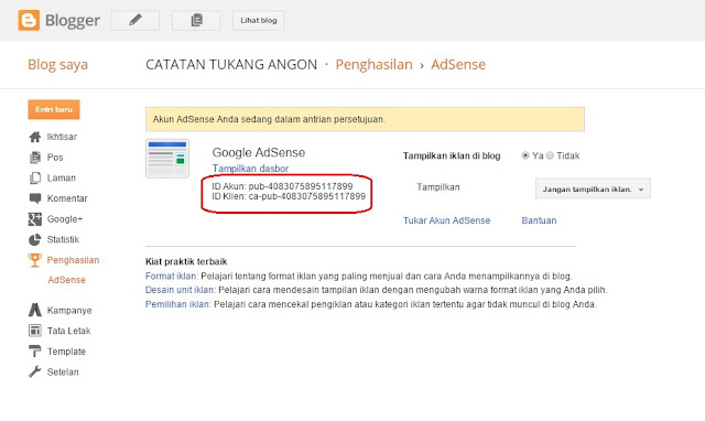 4 Langkah Mudah Cara Mendaftar Googel Adsense lewat Blogspot