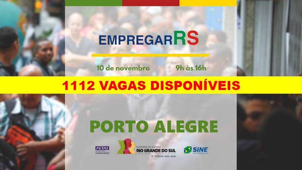 EmpregarRS oferece mais de 1100 vagas em Porto Alegre