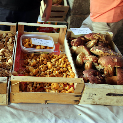 Forest mushrooms at the local market