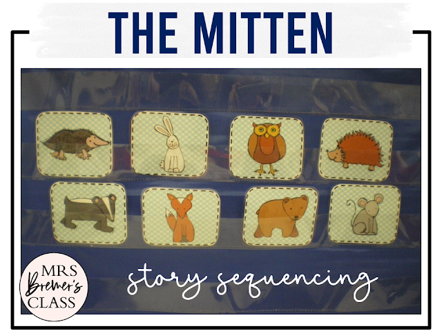 The Mitten Jan Brett book activities unit with literacy printables, reading companion activities, lesson ideas, and a craft for winter in Kindergarten and First Grade