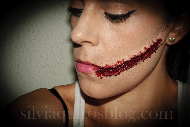 Maquillaje Halloween 10: Cara grapada, Halloween Make-up 10: Stapled face, efectos especiales, special effects, Silvia Quirós