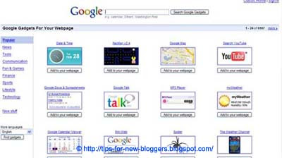 Blog Widgets, Gadgets and Add-ons