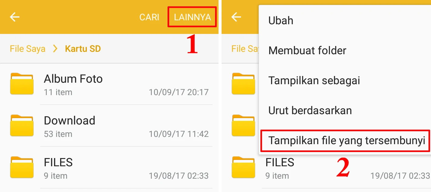 tampilkan file tersembunyi