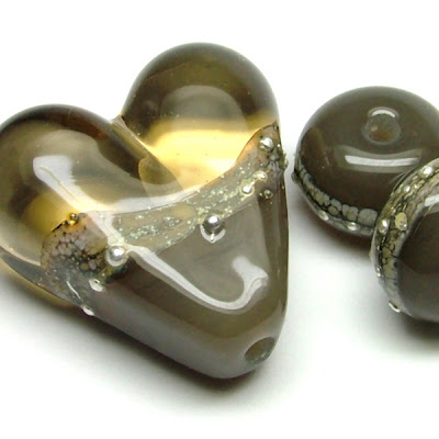 Lampwork Glass Heart Bead Trio